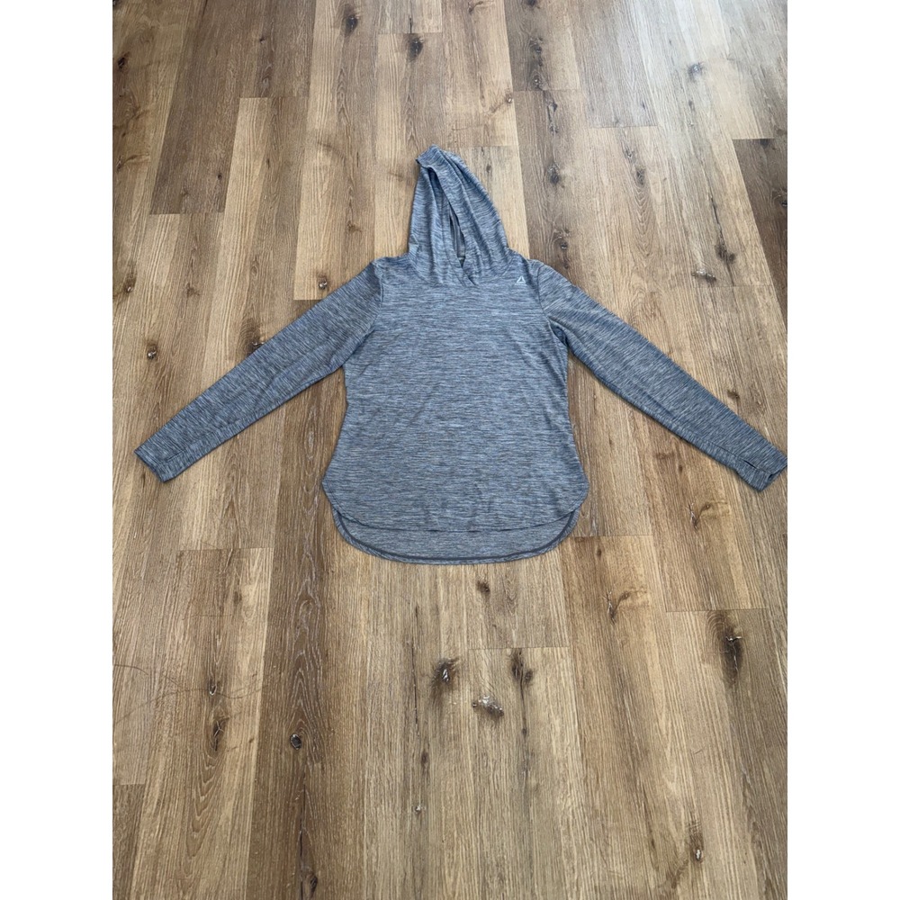 Reebok Performance Hoodie Womens Large Grey Space Dye Thumbhole Excellent